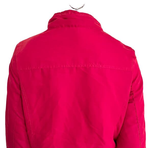 HOLSTARK Faux Fur Lined Quilted Parka in Red Full zip Snap pockets SZ M - Picture 7 of 13